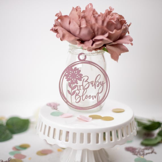 Baby In Bloom, Baby Shower Centerpiece, Floral Baby Shower, Mason Jar Tags, Baby In Bloom Baby Shower, Baby Shower Table Decorations, 6 tags Il_570xn