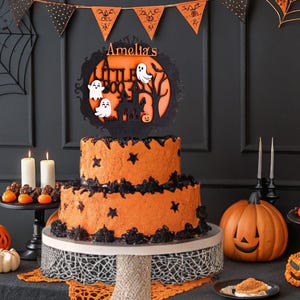 Halloween Baby Shower Cake Topper – A Little Boo Is Almost Due – Spooky Gender Neutral Party Decor – Ghost Cake Topper