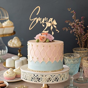 Birthday Custom Cake Topper, Custom Age Cake Topper, Custom Cake Topper Birthday Name, Bow Coquette Birthday, Customized Birthday Deocration