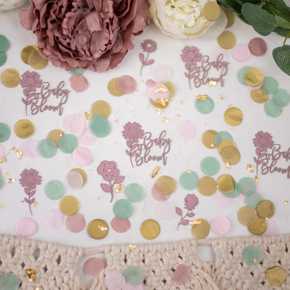 Baby In Bloom, Baby Shower Confetti, Floral Baby Shower, Pink And Green, Baby In Bloom Baby Shower, Baby Shower Table Decorations Il_570xn