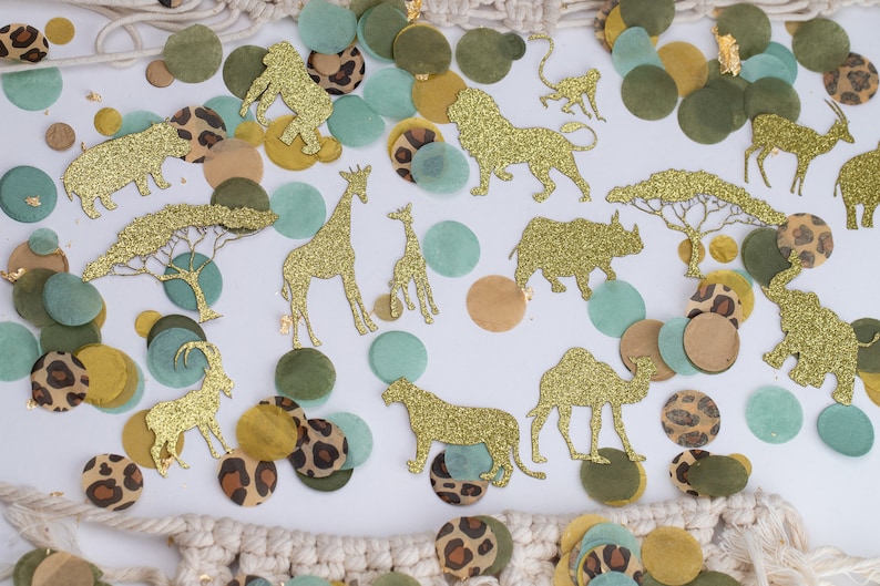 Safari Baby Shower, Safari Animals, Jungle Baby Shower, Wild One Birthday, Wild One Baby Shower, Safari Birthday Decorations, Confetti