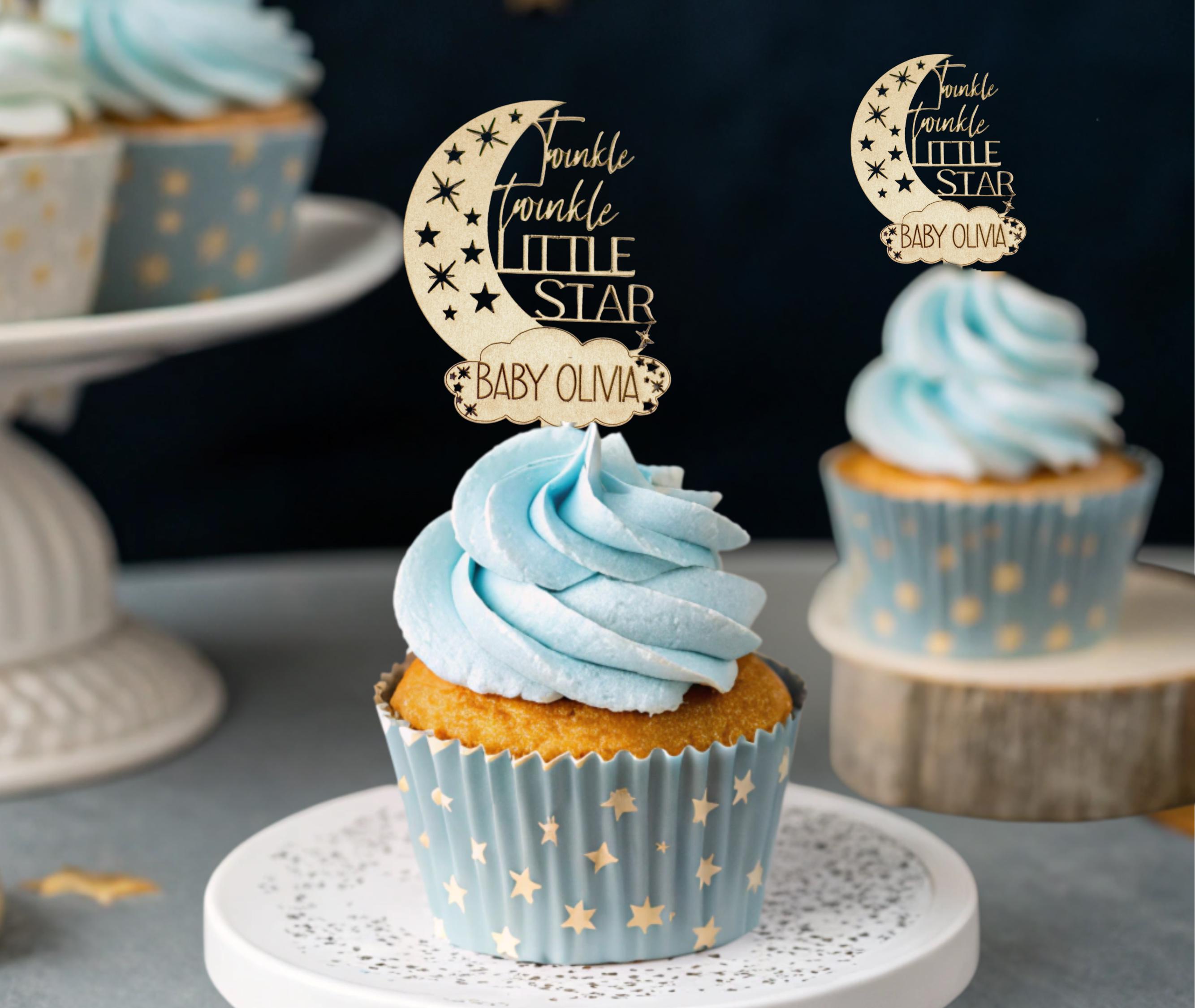 Twinkle Twinkle Little Star Baby Shower or Gender Reveal Custom Cupcake ...