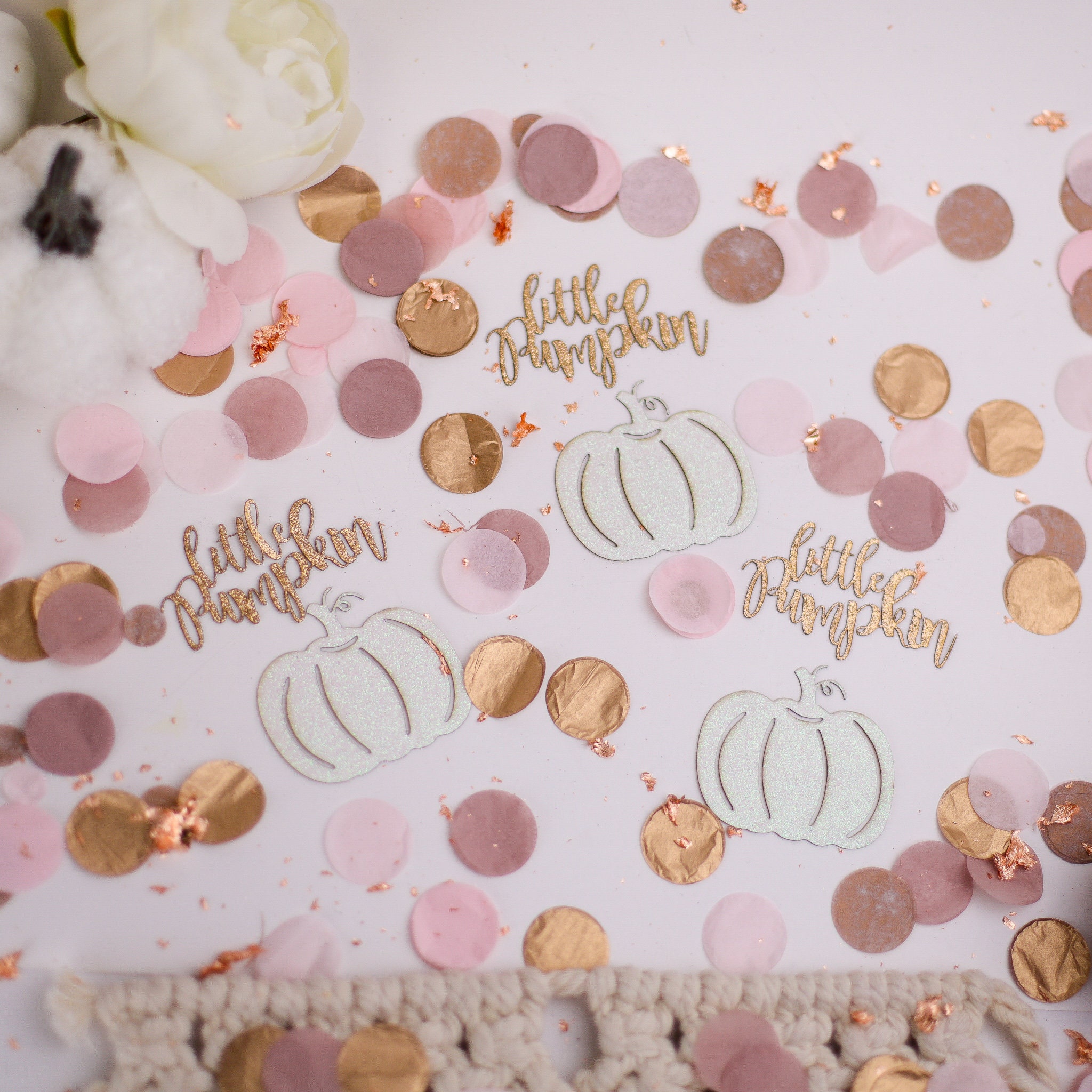 Little Pumpkin Baby Shower Fall Baby Shower Baby Shower Confetti Rose Gold Baby Shower Decorations Girl Pumpkin Birthday