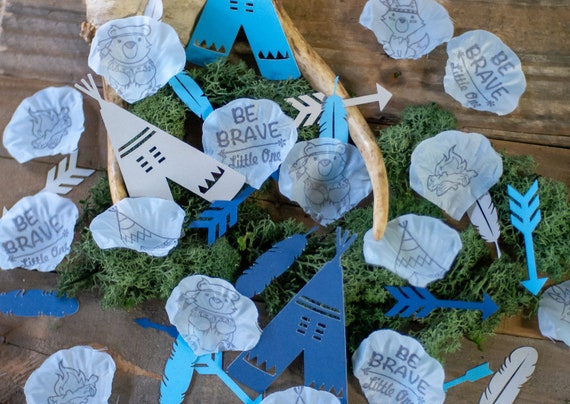 Woodland Baby Shower, Boy Baby Shower, Tribal Baby Shower, Woodland Animals, Boho Baby Shower, Be Brave Little One, Confetti Il_570xn
