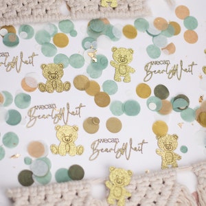 Decorazioni per baby shower We Can Bearly Wait, baby shower gender neutral, coriandoli, baby shower orsetto di peluche, rivelazione del sesso dell'orsacchiotto