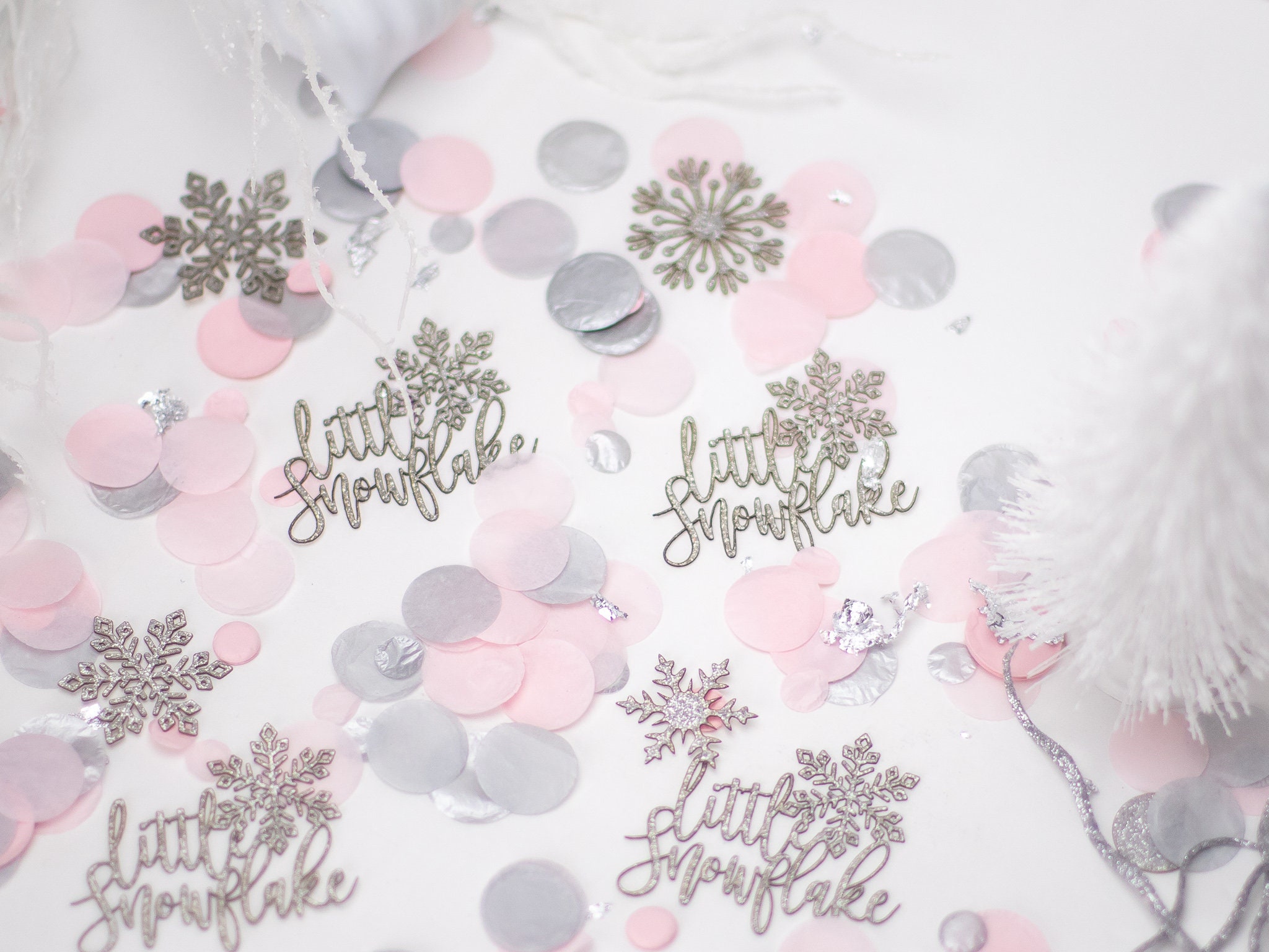 Winter Wonderland Baby Shower Snowflake Confetti Winter Onederland Pink Snowflake Winter Gender Reveal Winter Baby Shower