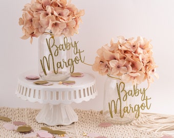 Babyparty Herzstück, personalisierte Tags, personalisierter Name, personalisierte Einmachglas Tags, Babypartydekorationen, Babypartydekor, 6 Tags