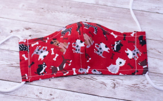 Washable Face Mask Adult Dog Print, Face Mask with Filter Pocket, Half Mask, Mouth Mask,Facemask, Reusable Face Mask, Cotton Face Mask Il_570xn