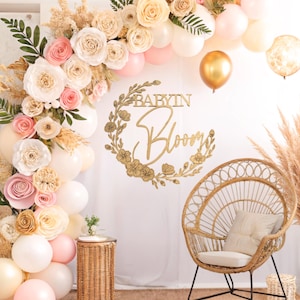 Baby In Bloom Baby Shower Sign for Floral Baby Shower Decorations, Baby Shower Decor Blooming Baby Shower Backdrop Decorations