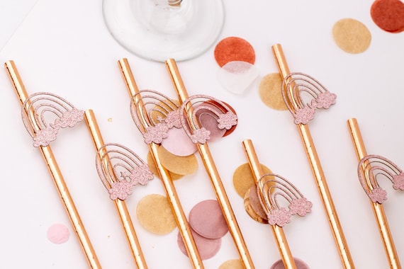 Boho Rainbow Baby Shower, Rainbow Birthday, Paper Straws, Girl Baby Shower, Girl 1st Birthday, Boho Rainbow Il_570xn