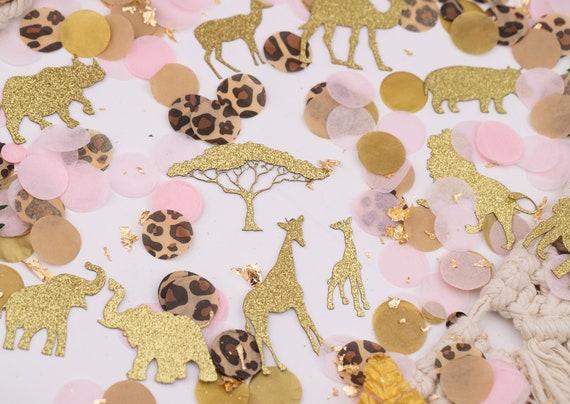 Pink Safari Baby Shower for Girl, Safari Animals, Jungle Baby Shower, Wild One, Safari Birthday Decorations for Birthday Girl, Confetti Il_570xn