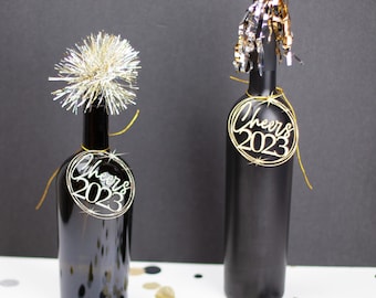 New Years Eve Decorations, Centerpiece, Mason Jar Tags, 2024, Happy New Year, New Year Party, Bubbly Bar, Party Supplies, Set of 6 Tags