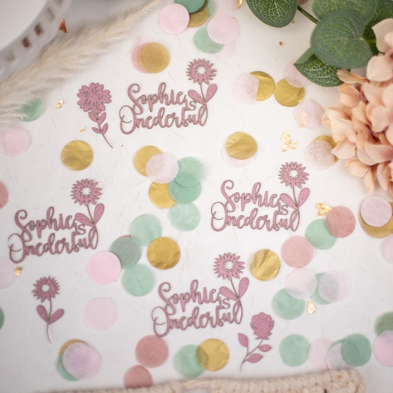 Custom Confetti, Wildflower First Birthday, Daisy First Birthday, Name Confetti, Onederful, First Birthday Party Decorations, Il_570xn