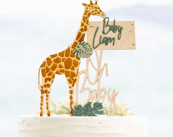 Cake Topper Baby Shower Safari, Cake Topper, Jungle Baby Shower, Baby Boy Shower Decorations, Girl Baby Shower, Oh Baby Sign, Custom Name