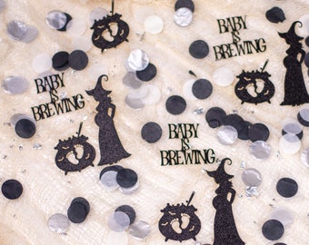 A Baby Is Brewing, Halloween Baby Shower,  Baby Shower Table Decorations , Confetti