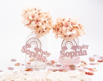 Boho Rainbow Baby Shower, Boho Rainbow First Birthday, Mason Jar Tags, Customized, Centerpiece, Girl Baby Shower, Girl 1st Birthday,