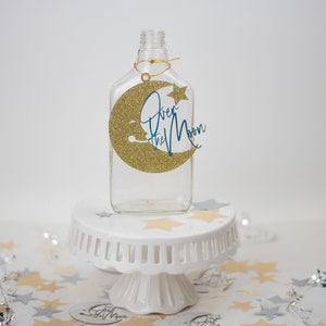 Over The Moon Baby Shower Decorations, Moon and Stars Baby Shower, Centerpiece, Mason Jar Tags, Lunar Moon Baby Shower, Set of 6