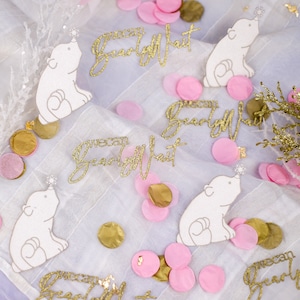 Decoraciones para baby shower de We Can Bearly Wait, revelación de género en invierno, baby shower de niña, confeti, oso polar, baby shower de Winter Wonderland