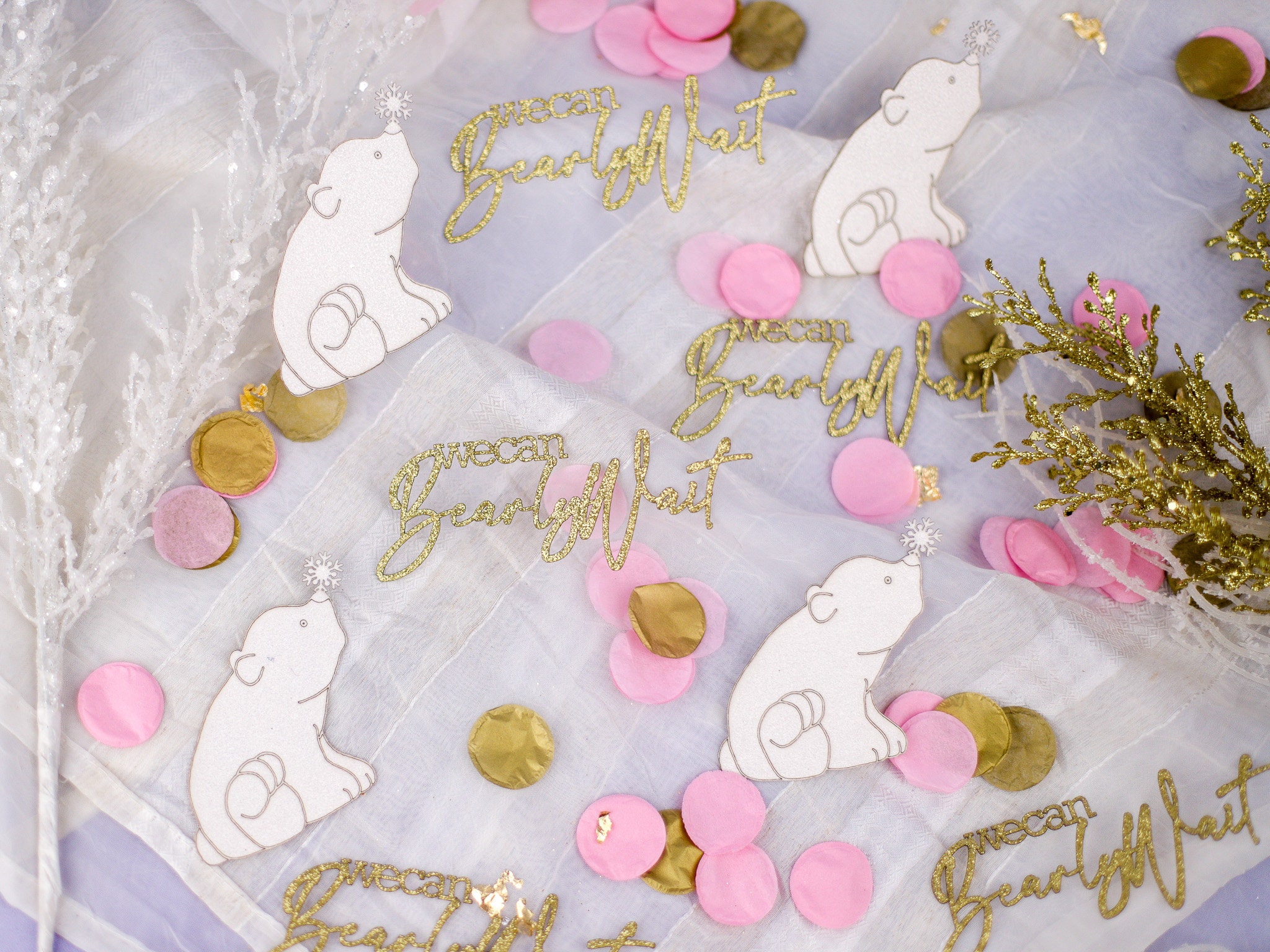 We Can Bearly Wait Baby Shower Decorations Winter Gender Reveal Girl Baby Shower Confetti Polar Bear Winter Wonderland Baby
