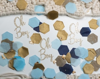 Babypartydekorationen Junge, Oh Junge, Babyparty, Babypartykonfetti, Babypartydekor, Marineblau und Gold-Babypartydekoration
