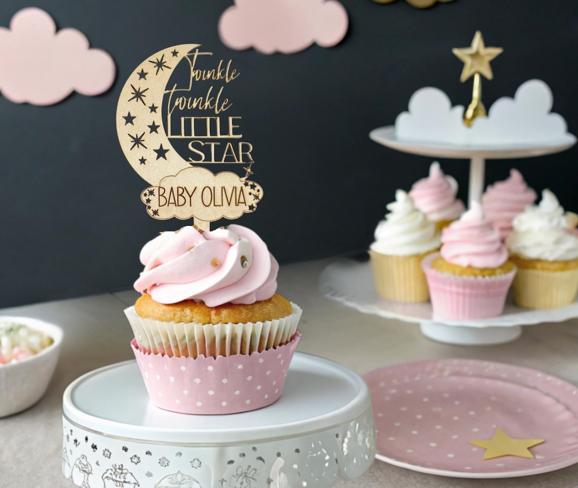 Twinkle Twinkle Little Star Baby Shower or Gender Reveal Custom Cupcake ...