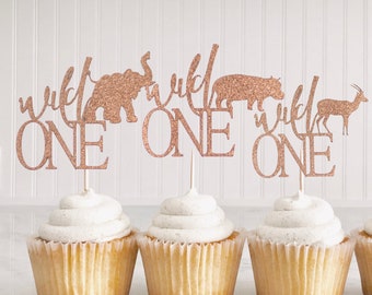 Wild One Birthday, Cupcake Topper, Pick, Jungle Party, Safari Birthday Decorations, Safari Wild One Birthday Party, Set of 10