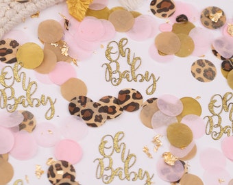 Safari Baby Shower, Jungle Baby Shower, Baby Shower Decorations Girl, Oh Baby, Confetti, Pink and Gold