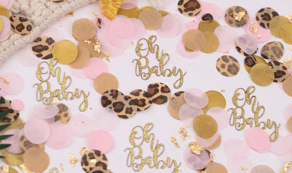 Safari Baby Shower, Jungle Baby Shower, Baby Shower Decorations Girl, Oh Baby, Confetti, Pink and Gold Il_570xn