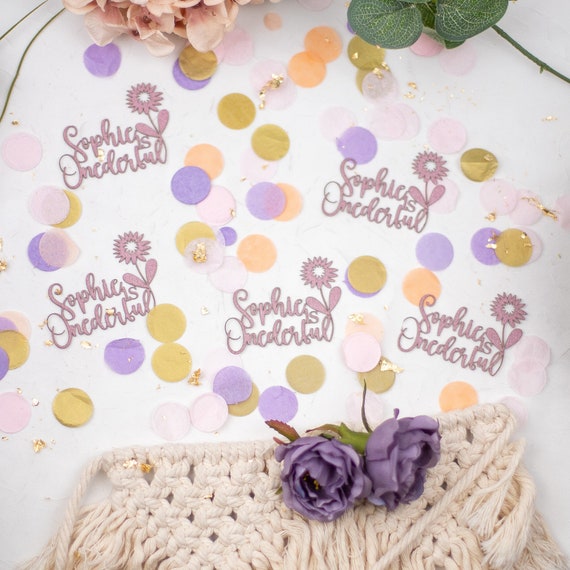 Custom Confetti, Wildflower First Birthday, Daisy First Birthday, Name Confetti, Onederful, First Birthday Party Decorations, Il_570xn