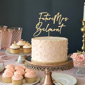 Custom Future Mrs, Custom Cake Topper, Last Name Cake Topper, Wedding Shower Decorations, Shower Cake Topper, Boho Cake Topper