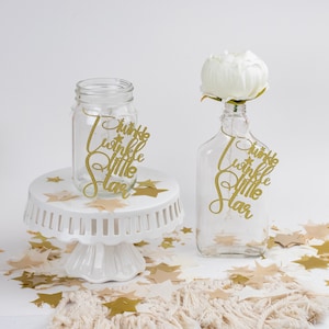 Twinkle Twinkle Little Star Babyparty, Einmachglas Tags, Herzstück, Mond und Sterne Babyparty, 6er Set