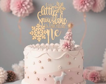 Pink Snowflake One Cake Topper - Winter Onederland 1st Birthday Decorations For Girls