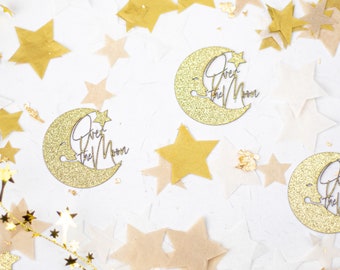 Over The Moon Baby Shower Decorations, Moon and Stars Baby Shower,Lunar Moon Baby Shower, Confetti, Baby Shower Table Decorations