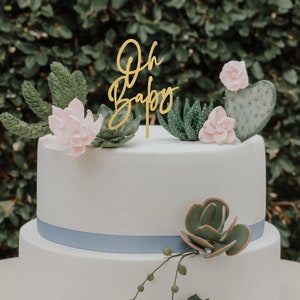Baby Shower Cake Topper, Oh Baby Cake Topper, Baby Shower Decorations, Wood Cake Topper, Gold Cake Topper, Cake Decorations