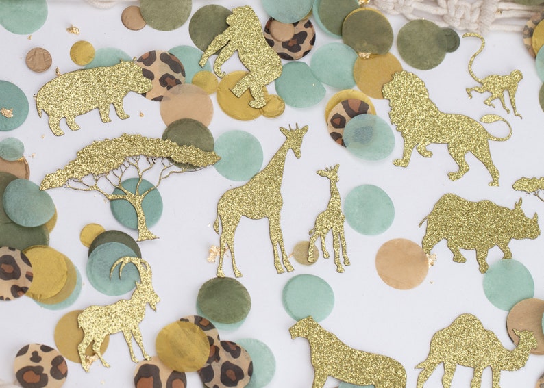 Safari Baby Shower, Safari Animals, Jungle Baby Shower, Wild One Birthday, Wild One Baby Shower, Safari Birthday Decorations, Confetti