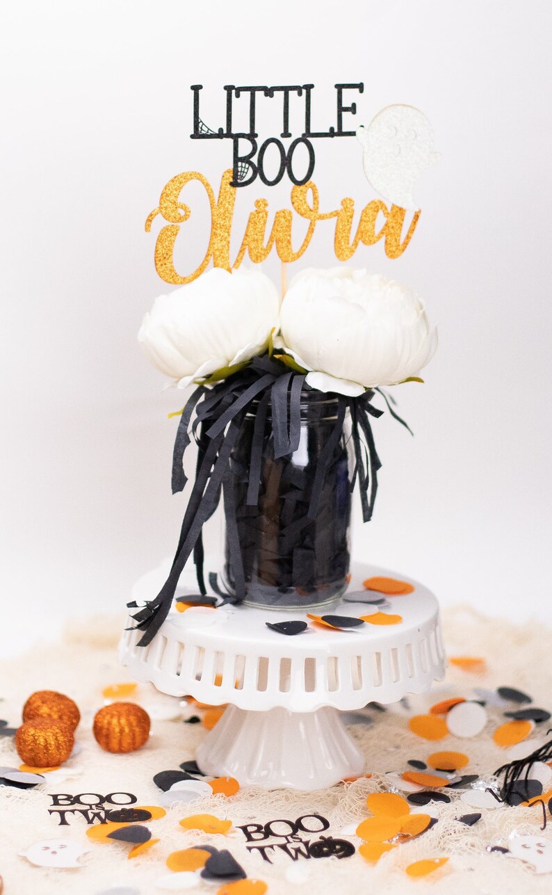 Halloween Baby Shower Centerpiece Little Boo Cake Topper Etsy