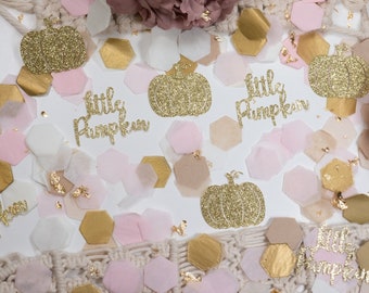 Little Pumpkin Baby Shower, Fall Baby Shower, Baby Shower Confetti, Pink Pumpkin, Baby Shower Decorations Girl, Pumpkin Birthday