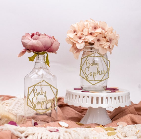 Baby Shower Centerpiece, Custom Name, Mason Jar Tags, Personalized Name, Baby Shower Decorations, Baby Shower Decor, Il_570xn