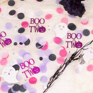 Halloween 2nd Birthday, Little Boo is Turning Two, Birthday Confetti, Pink Halloween, 2nd Birthday Girl,
