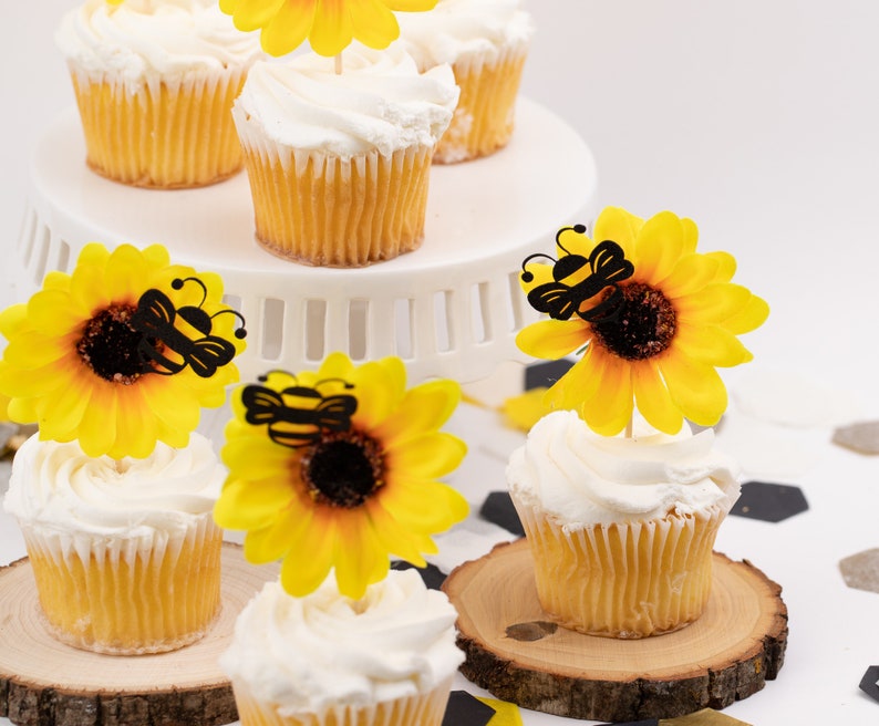 Bee Baby Shower Bee Gender Reveal Cupcake Toppers Cupcake Etsy