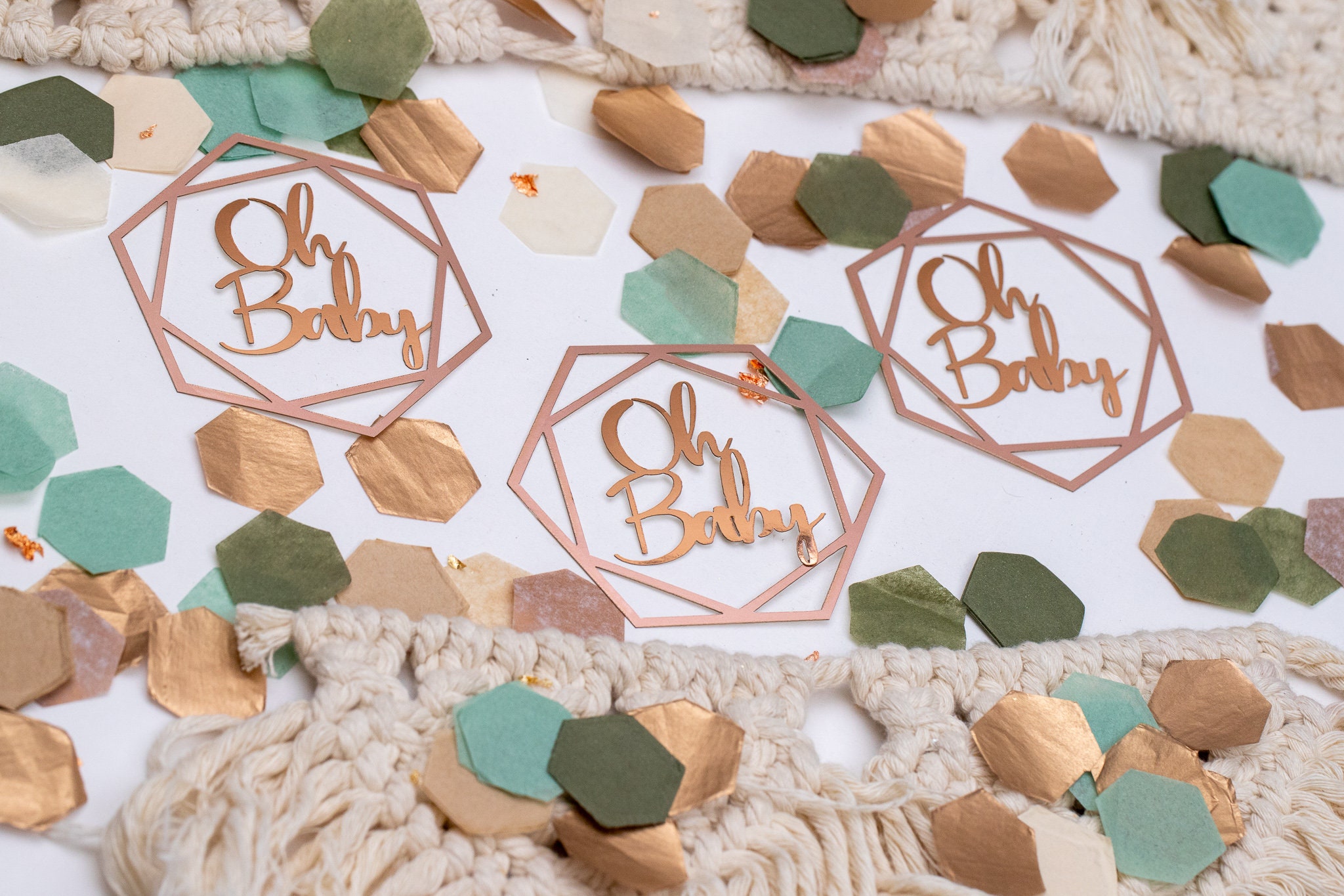Baby Shower Decorations Gender Neutral Greenery Baby Shower Baby Shower Confetti Oh Baby Boho Baby Shower Centerpiece Baby