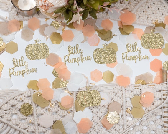 Little Pumpkin Baby Shower, Fall Baby Shower, Baby Shower Confetti, Peach, Baby Shower Decorations Girl, Pumpkin Birthday Il_570xn