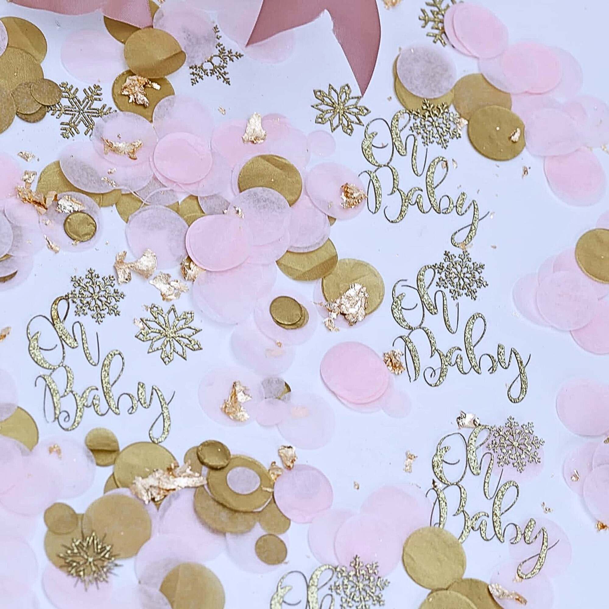 Winter Wonderland Baby Shower Decoration Oh Baby Girl Baby Shower Snowflake Confetti Baby Shower Decor Pink Snowflake