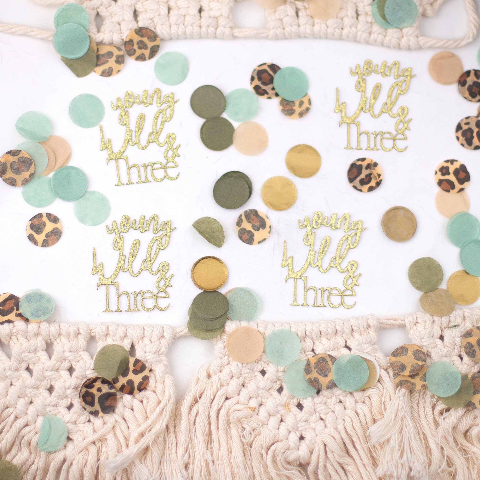 Young Wild and Three Safari Birthday Decorations Confetti Jungle Theme Birthday Party 3rd Birthday Boy or Girl