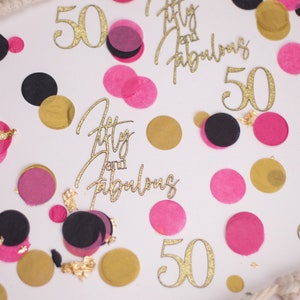 50th Birthday Decorations for Women, Fifty And Fabulous, Birthday Confetti, Birthday Party Decorations, Birthday Decorations for Women