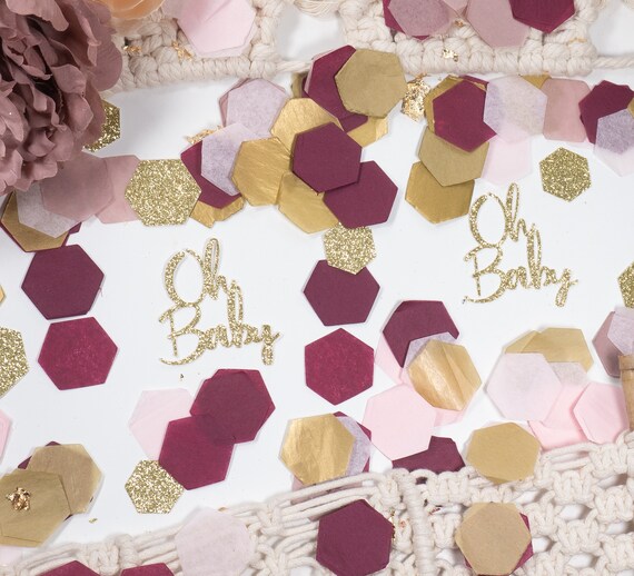 Oh Baby, Baby Shower Confetti, Baby Shower Decorations Girl, Boho Baby Shower, Baby Sprinkle, Fall Baby Shower, Burgundy Il_570xn