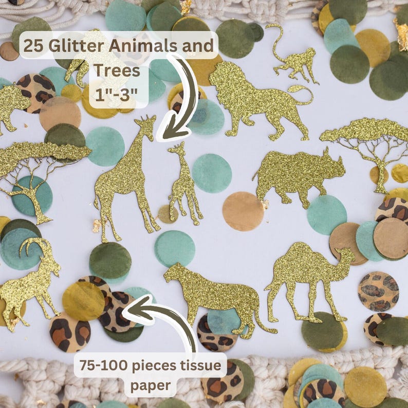 Safari Baby Shower, Safari Animals, Jungle Baby Shower, Wild One Birthday, Wild One Baby Shower, Safari Birthday Decorations, Confetti