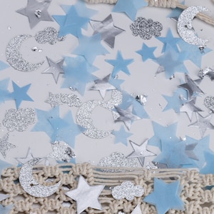 Twinkle Twinkle Little Star, maan en sterren babyshower, Twinkle Twinkle Little Star Gender Reveal, babyshower decoraties jongen, confetti