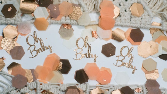 Baby Shower Decorations Girl , Oh Baby, Baby Shower Confetti, Boho Baby Shower Decor, Peach, Fall Baby Shower, Baby Shower Brunch Il_570xn