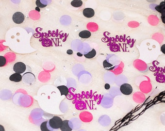 Spooky One Confetti: Pink Halloween 1st Birthday Decorations